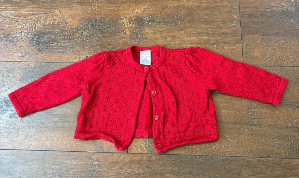 Gymboree Red Pointelle Cardigan Sweater Girls, Size 6-12 Months